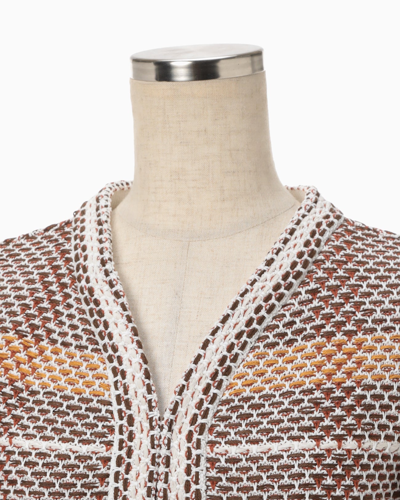 Basket Motif Knitted Jacket - brown