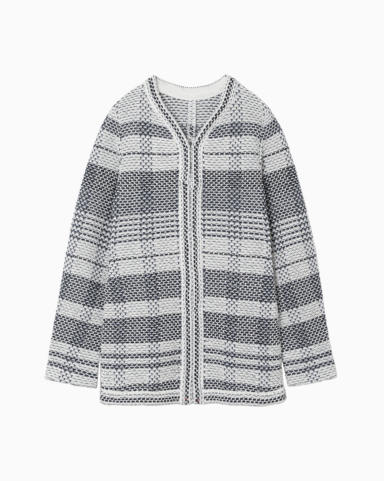 Basket Motif Knitted Jacket - navy