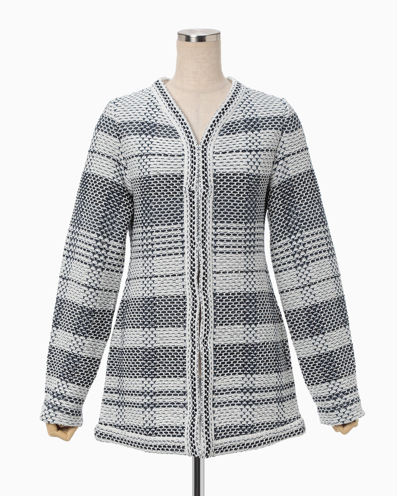 Basket Motif Knitted Jacket - navy