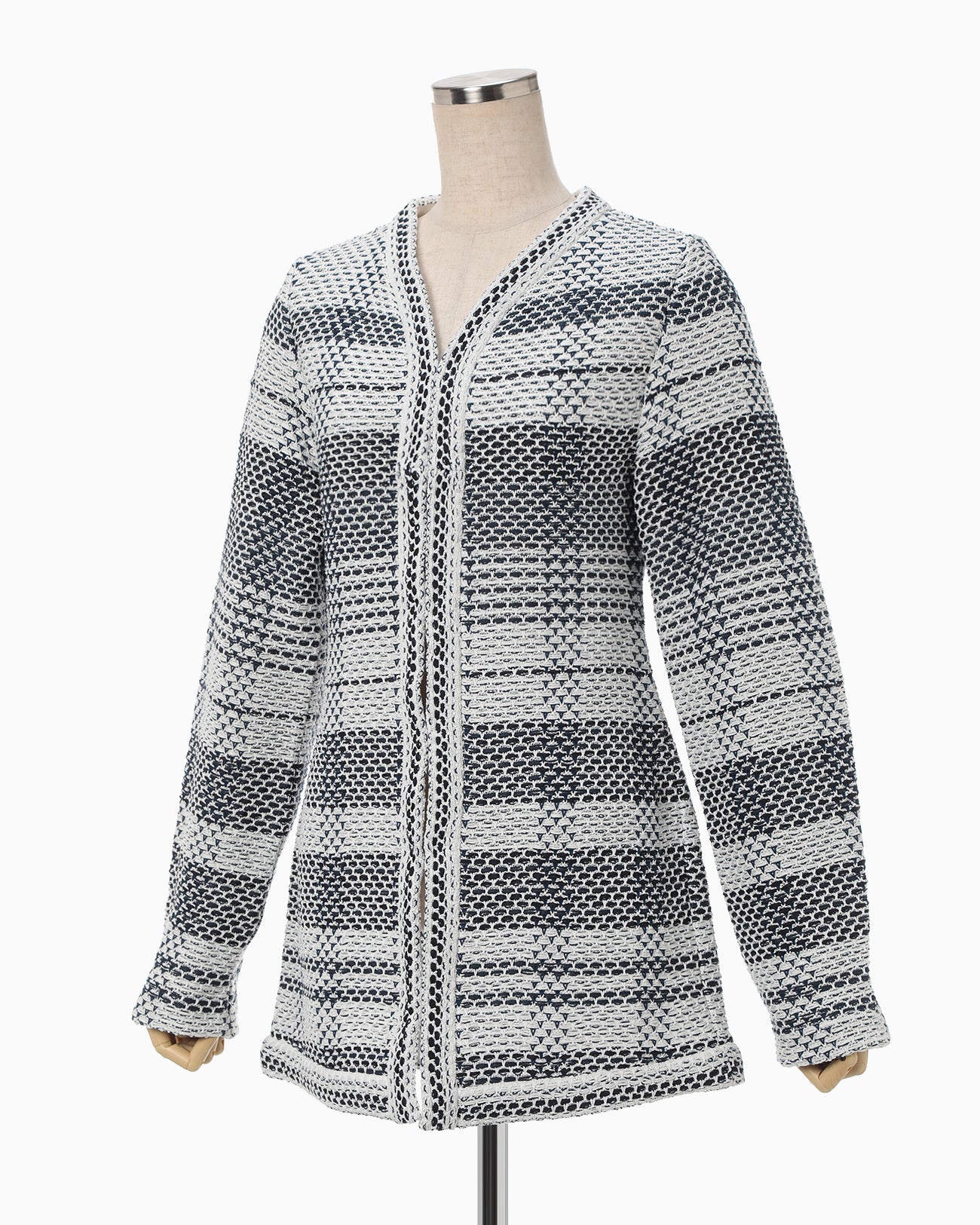 Basket Motif Knitted Jacket - navy