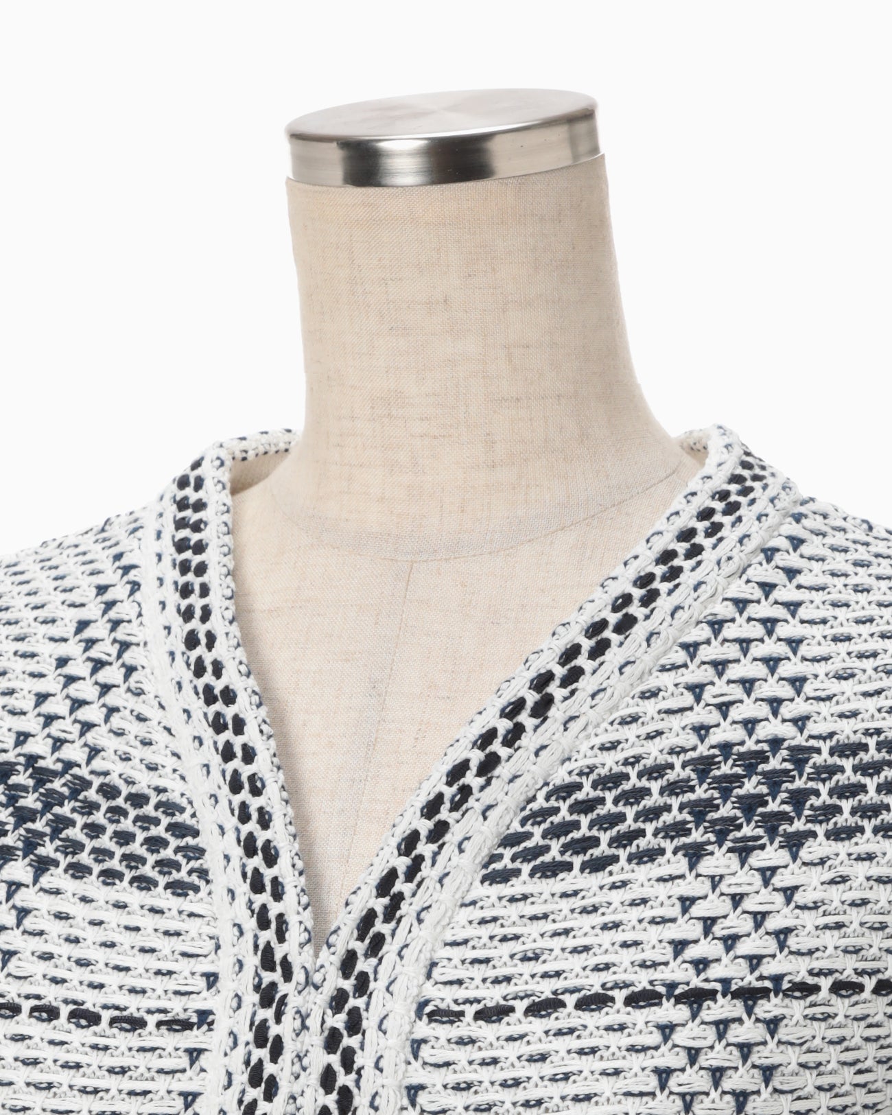 Basket Motif Knitted Jacket - navy