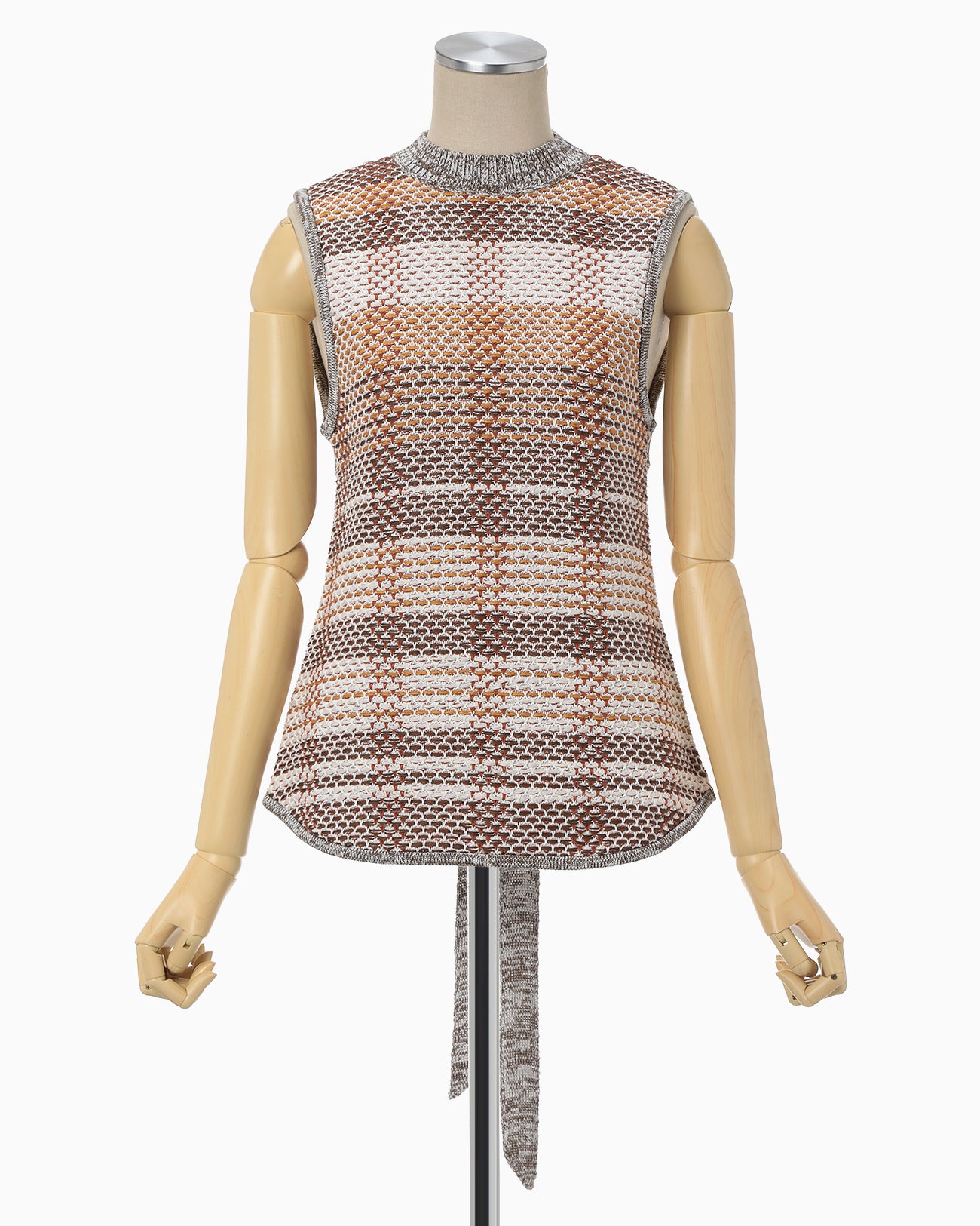 Basket Motif Knitted Top - brown