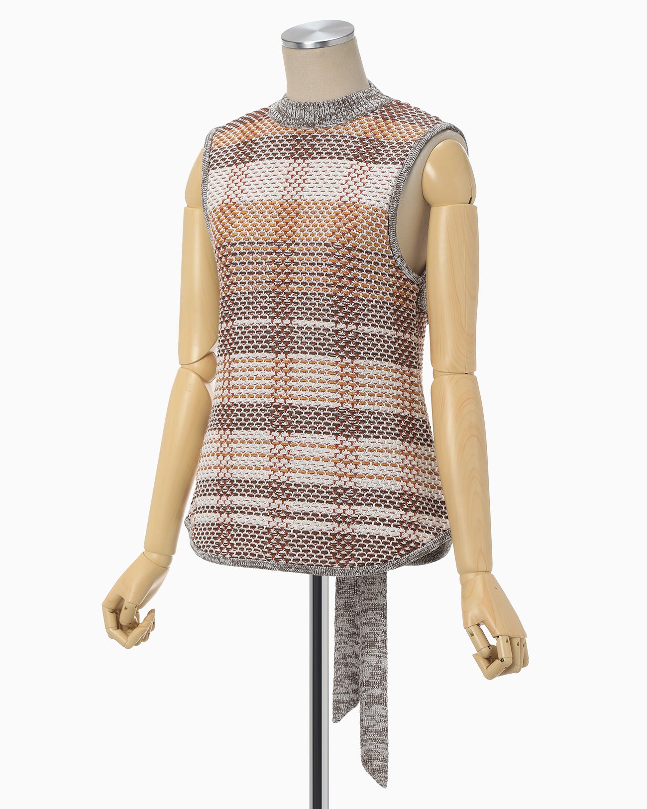 Basket Motif Knitted Top - brown