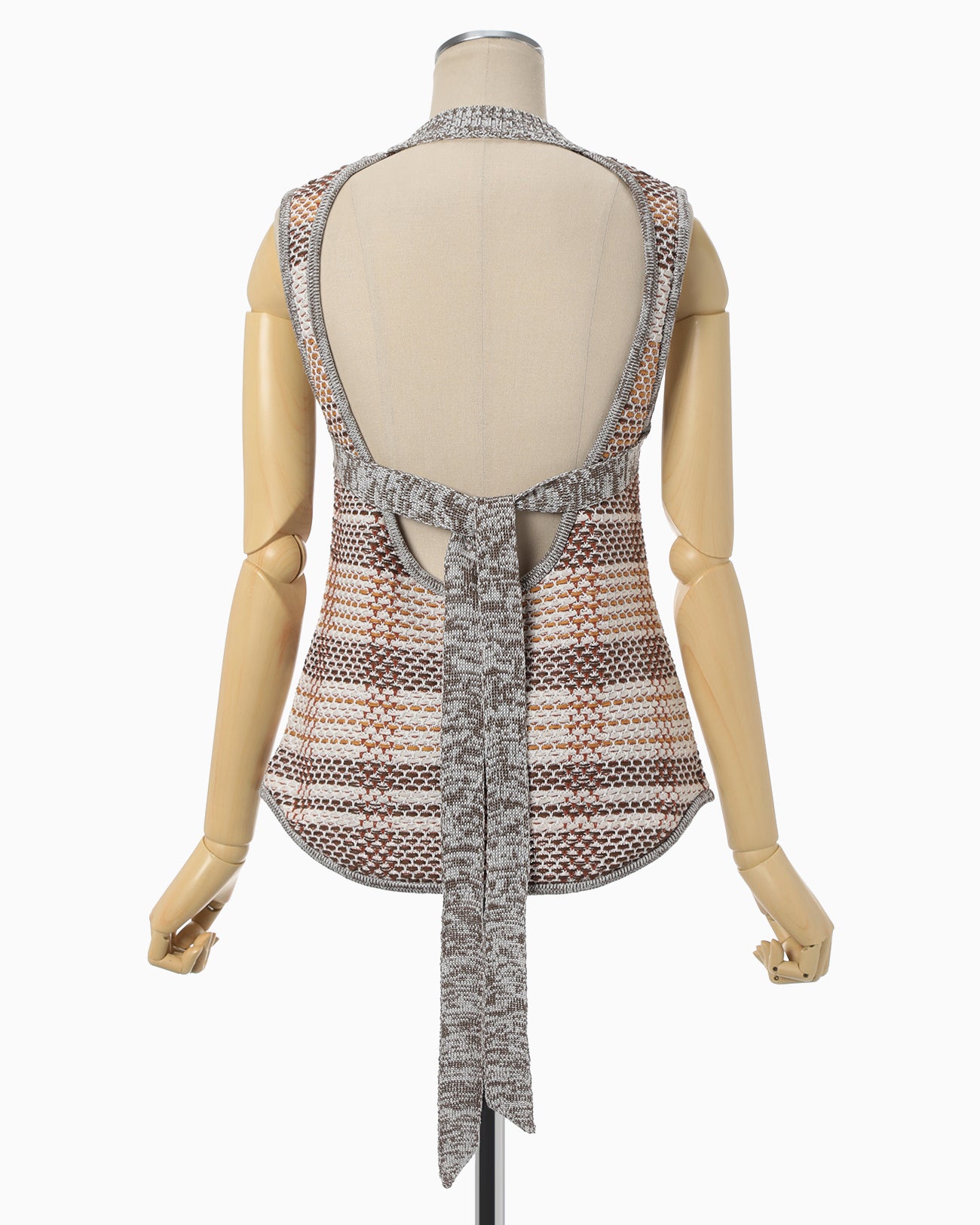 Basket Motif Knitted Top - brown