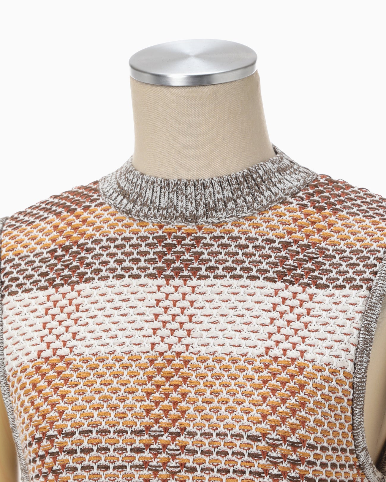 Basket Motif Knitted Top - brown