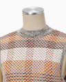 Basket Motif Knitted Top - brown