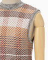 Basket Motif Knitted Top - brown