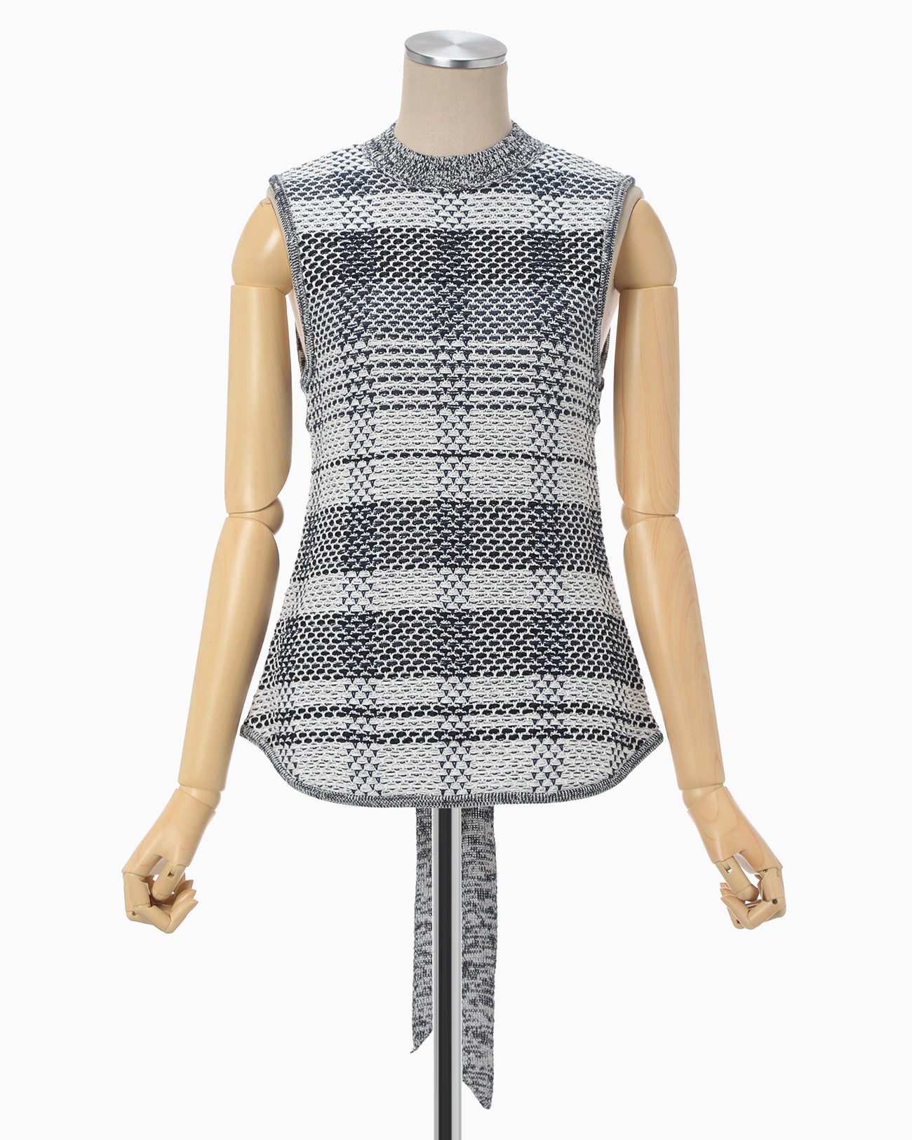 Basket Motif Knitted Top - navy