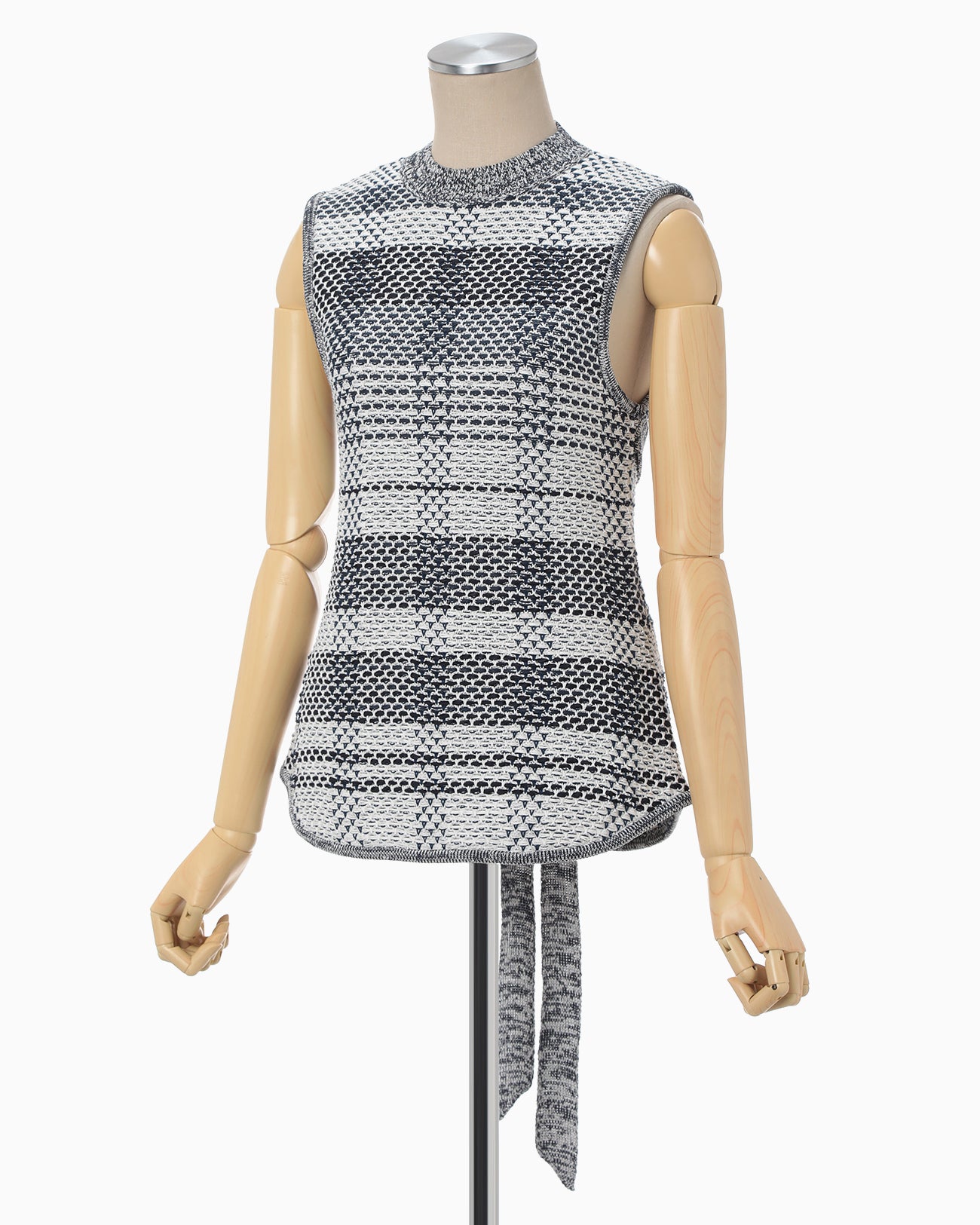 Basket Motif Knitted Top - navy