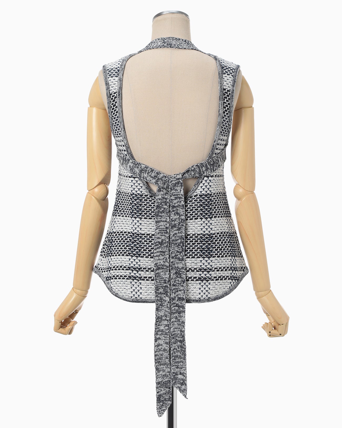 Basket Motif Knitted Top - navy