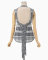 Basket Motif Knitted Top - navy