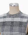 Basket Motif Knitted Top - navy