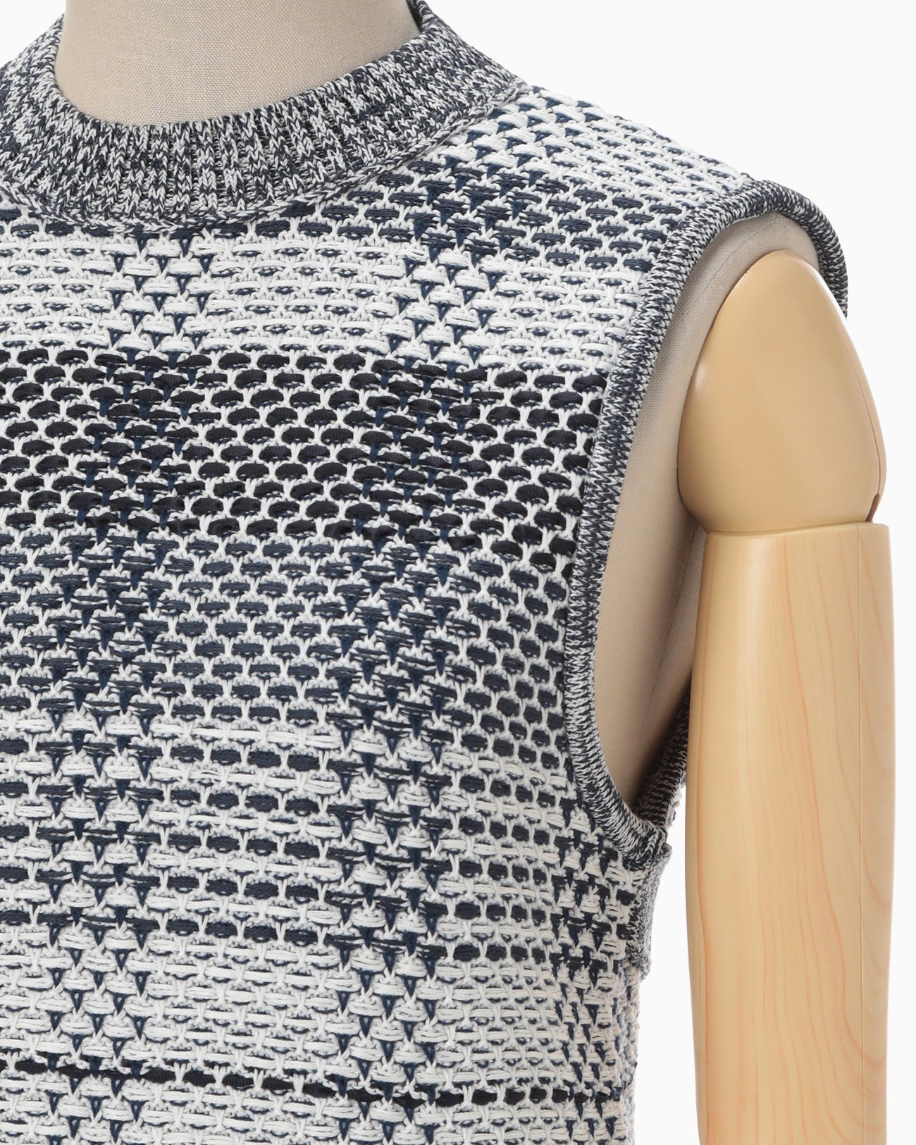 Basket Motif Knitted Top - navy