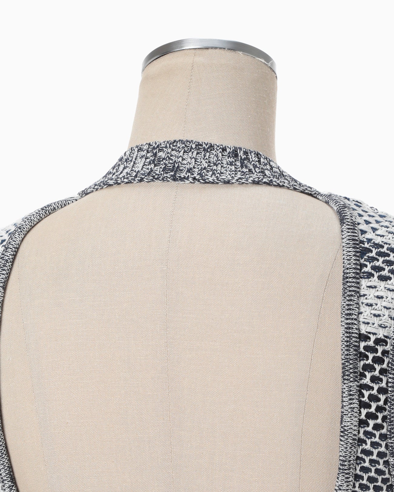 Basket Motif Knitted Top - navy