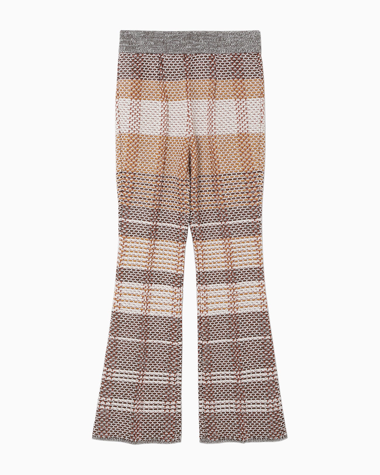 Basket Motif Knitted Flared Trousers - brown