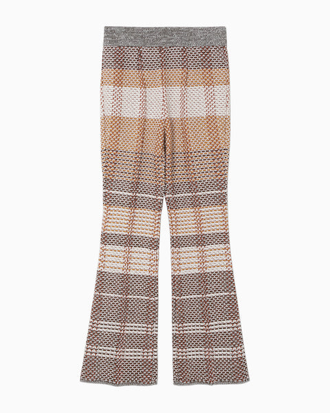 Basket Motif Knitted Flared Trousers - brown