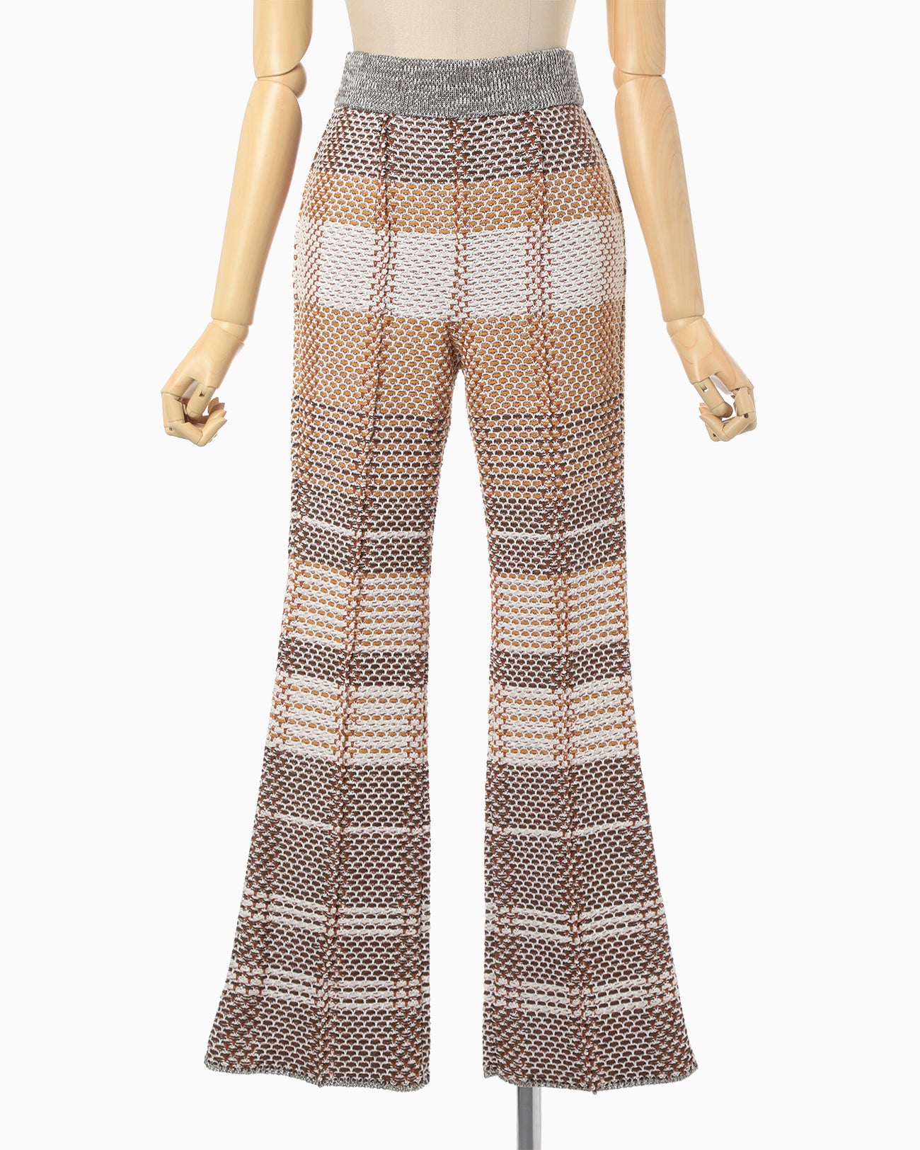 Basket Motif Knitted Flared Trousers - brown