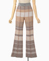 Basket Motif Knitted Flared Trousers - brown