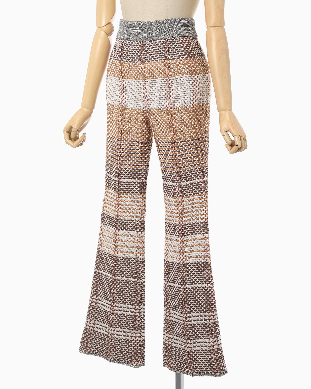 Basket Motif Knitted Flared Trousers - brown