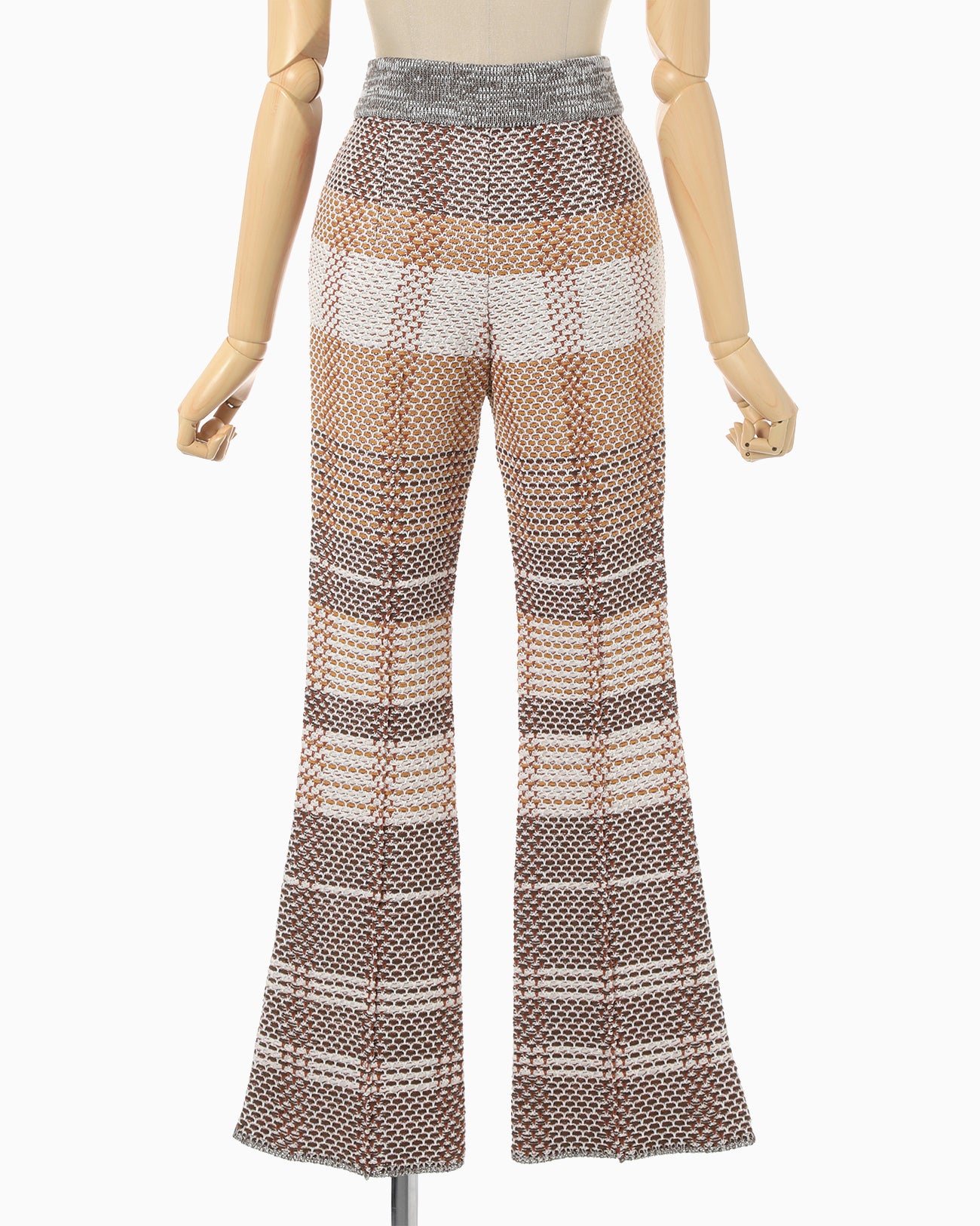 Basket Motif Knitted Flared Trousers - brown