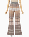 Basket Motif Knitted Flared Trousers - brown
