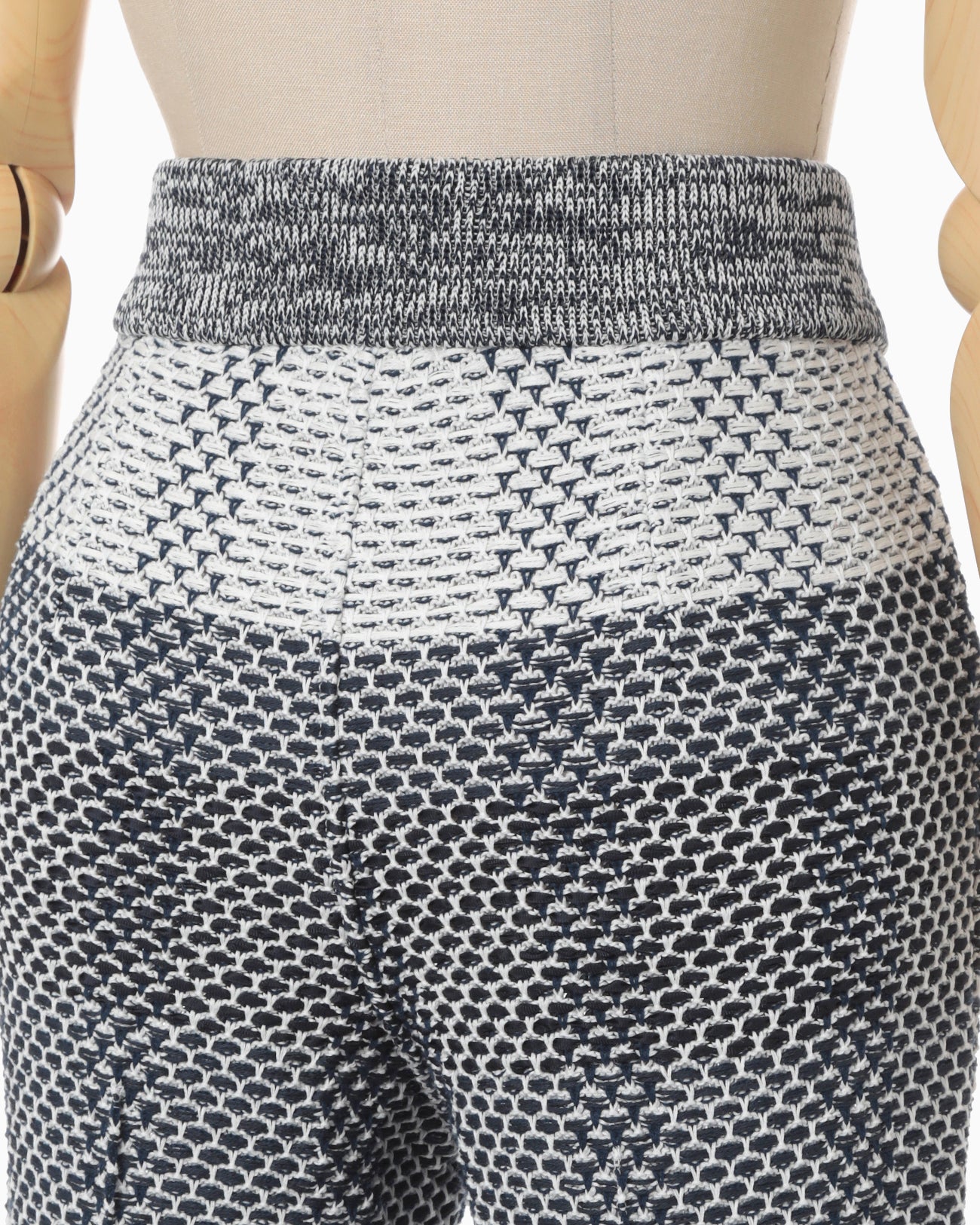 Basket Motif Knitted Flared Trousers - navy