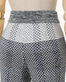Basket Motif Knitted Flared Trousers - navy