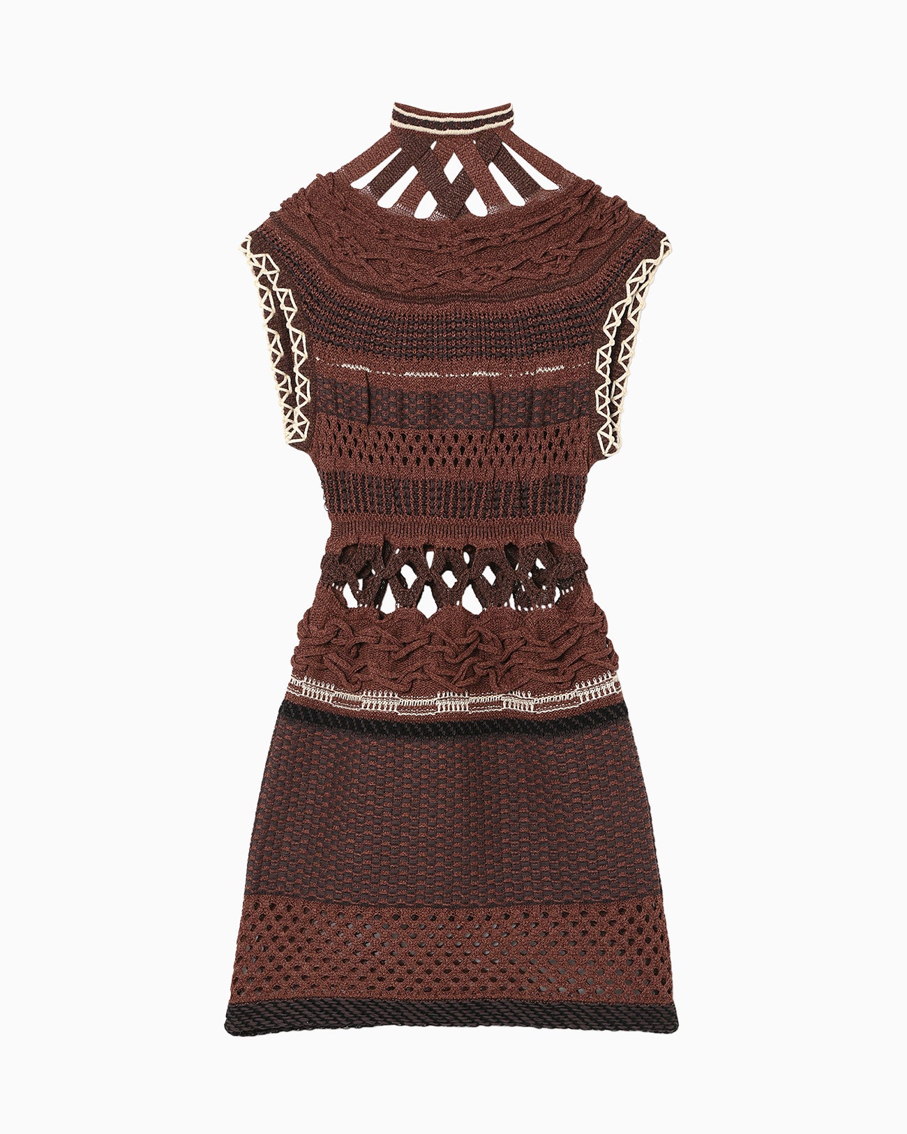 Bamboo Basket Pattern Knitted Dress - brown