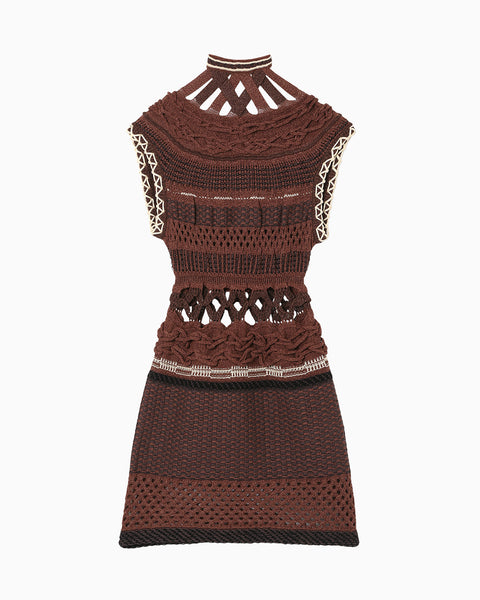 Mame Kurogouchi Sheer Lace Knitted Dress