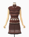 Bamboo Basket Pattern Knitted Dress - brown
