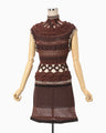 Bamboo Basket Pattern Knitted Dress - brown