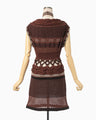 Bamboo Basket Pattern Knitted Dress - brown