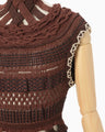 Bamboo Basket Pattern Knitted Dress - brown
