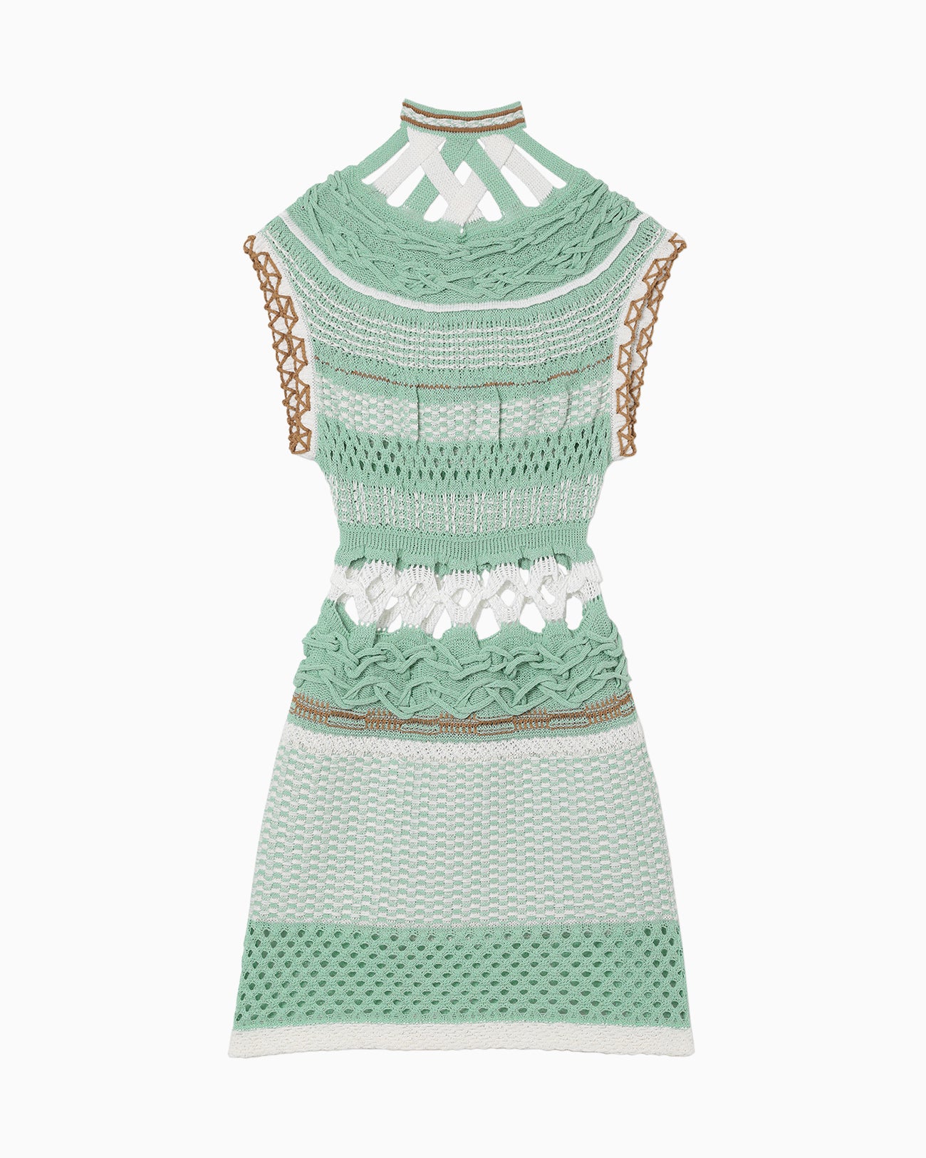Bamboo Basket Pattern Knitted Dress - mint green
