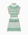 Bamboo Basket Pattern Knitted Dress - mint green