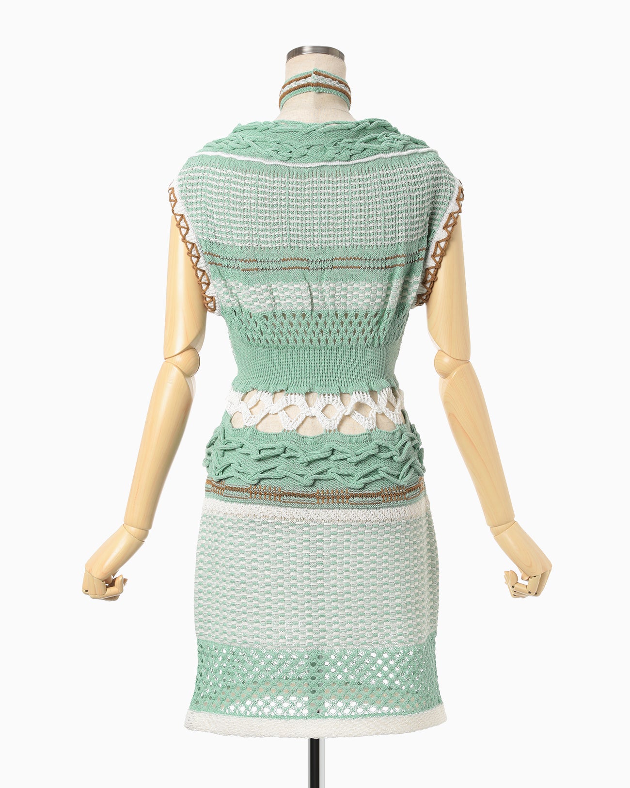 Bamboo Basket Pattern Knitted Dress - mint green