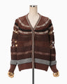 Bamboo Basket Pattern Knitted Cardigan - brown