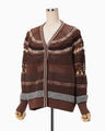 Bamboo Basket Pattern Knitted Cardigan - brown