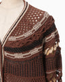 Bamboo Basket Pattern Knitted Cardigan - brown