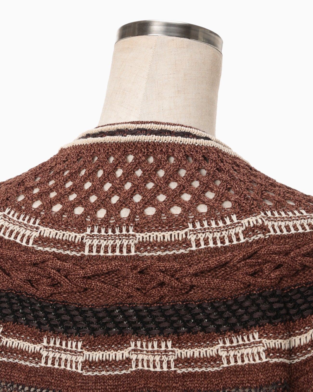 Bamboo Basket Pattern Knitted Cardigan - brown