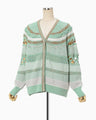 Bamboo Basket Pattern Knitted Cardigan - mint green