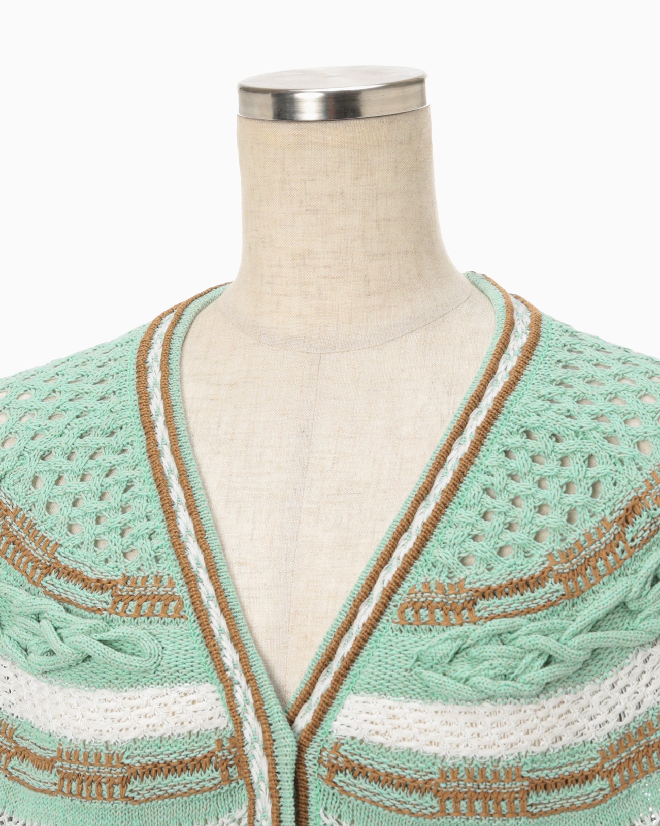Bamboo Basket Pattern Knitted Cardigan - mint green