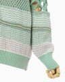 Bamboo Basket Pattern Knitted Cardigan - mint green