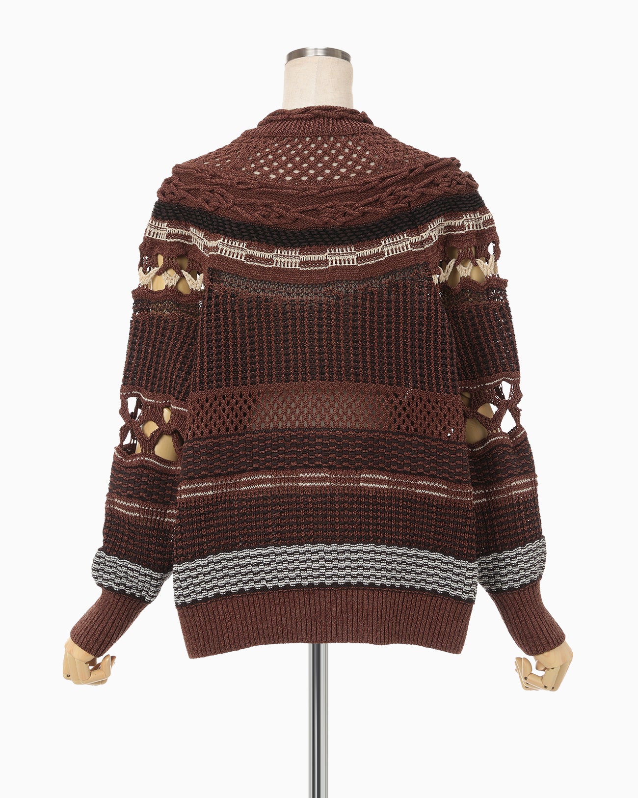 Bamboo Basket Pattern Knitted Top - brown