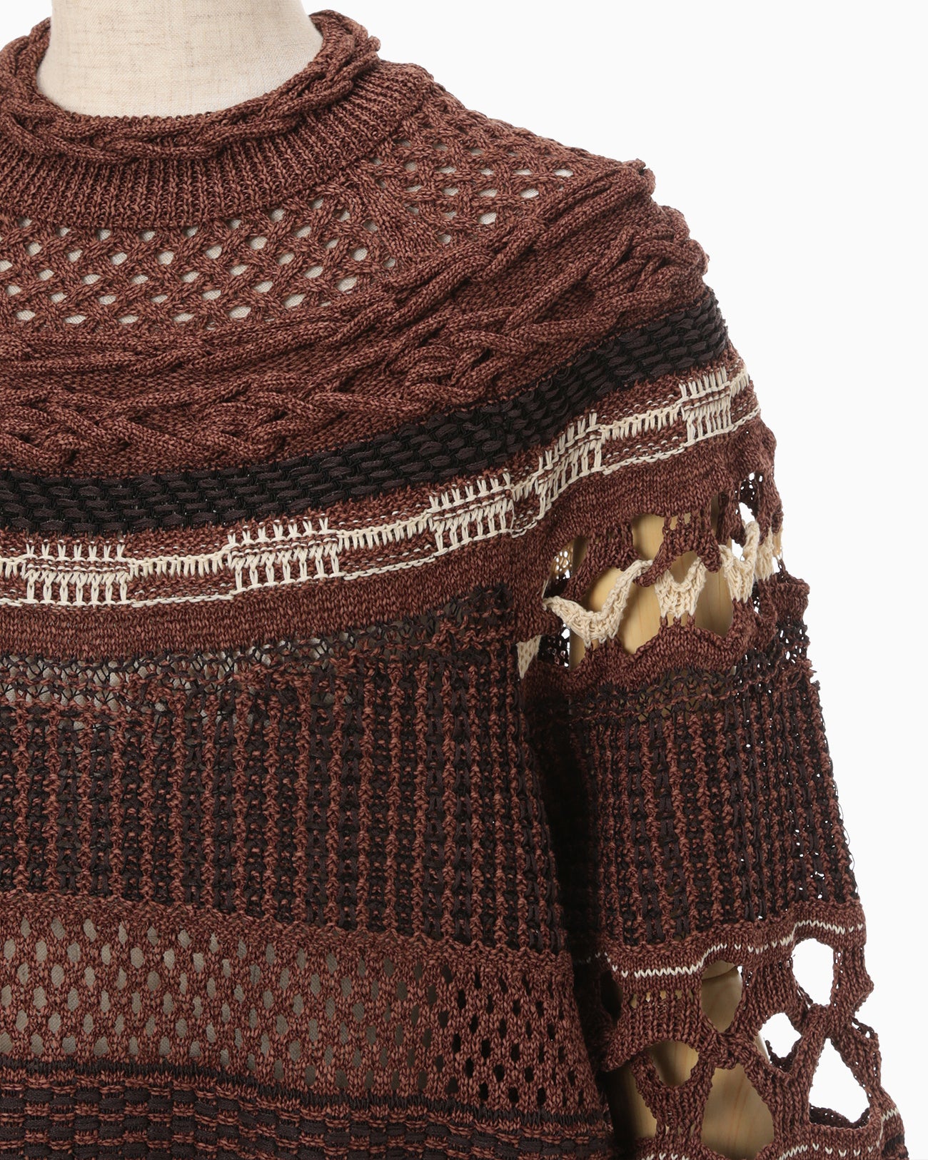 Bamboo Basket Pattern Knitted Top - brown
