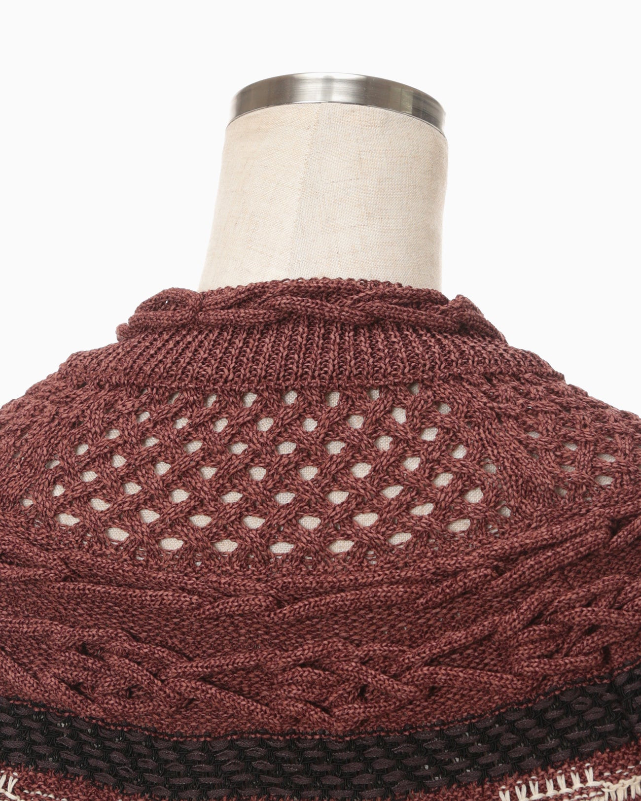 Bamboo Basket Pattern Knitted Top - brown