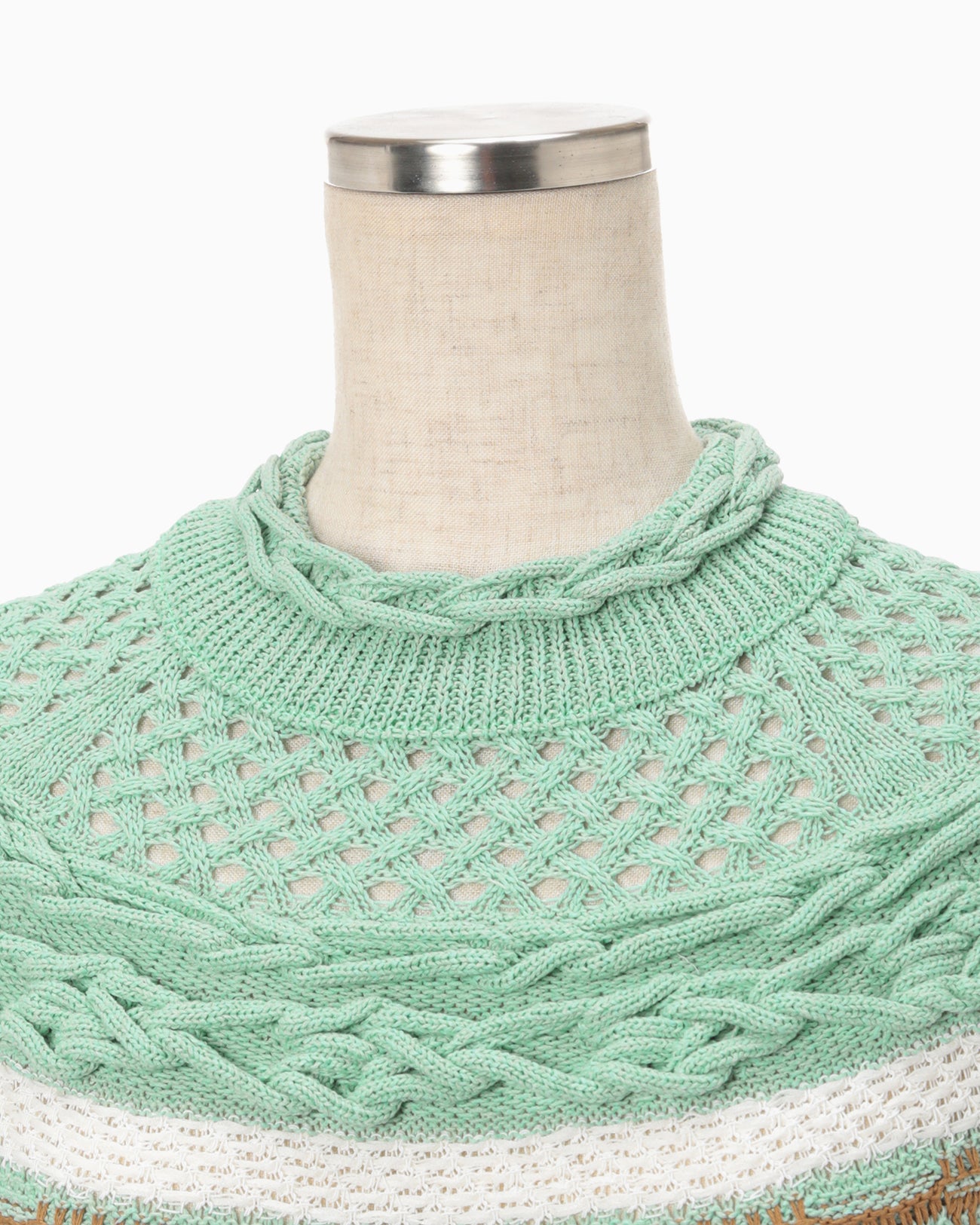 Bamboo Basket Pattern Knitted Top - mint green