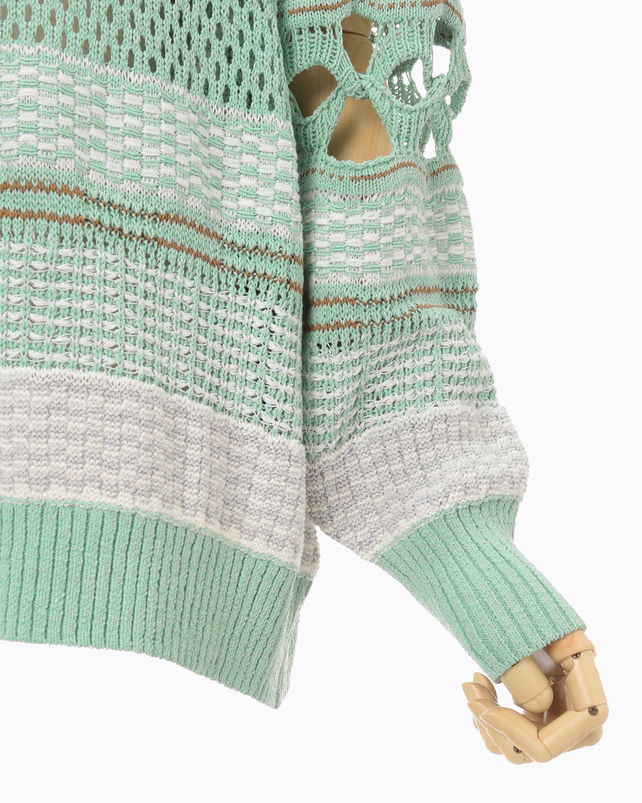 Bamboo Basket Pattern Knitted Top - mint green
