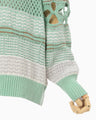 Bamboo Basket Pattern Knitted Top - mint green