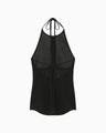Openwork Lace-up Knitted Top - black